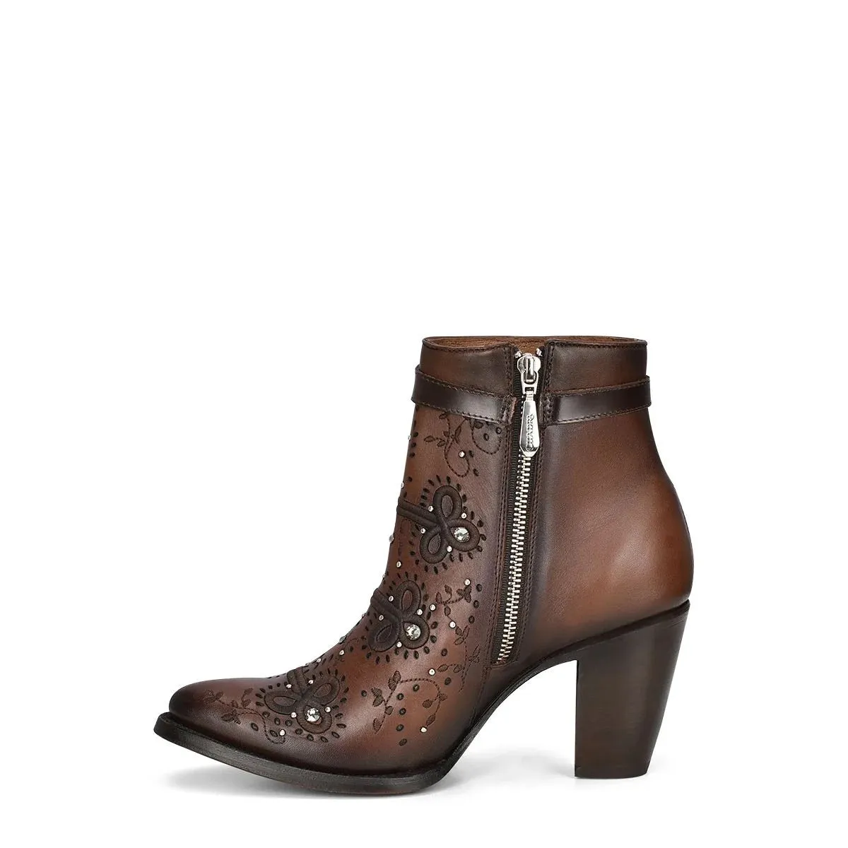 Cuadra Honey Embroidery Studs Harness Round Toe 3F92RS