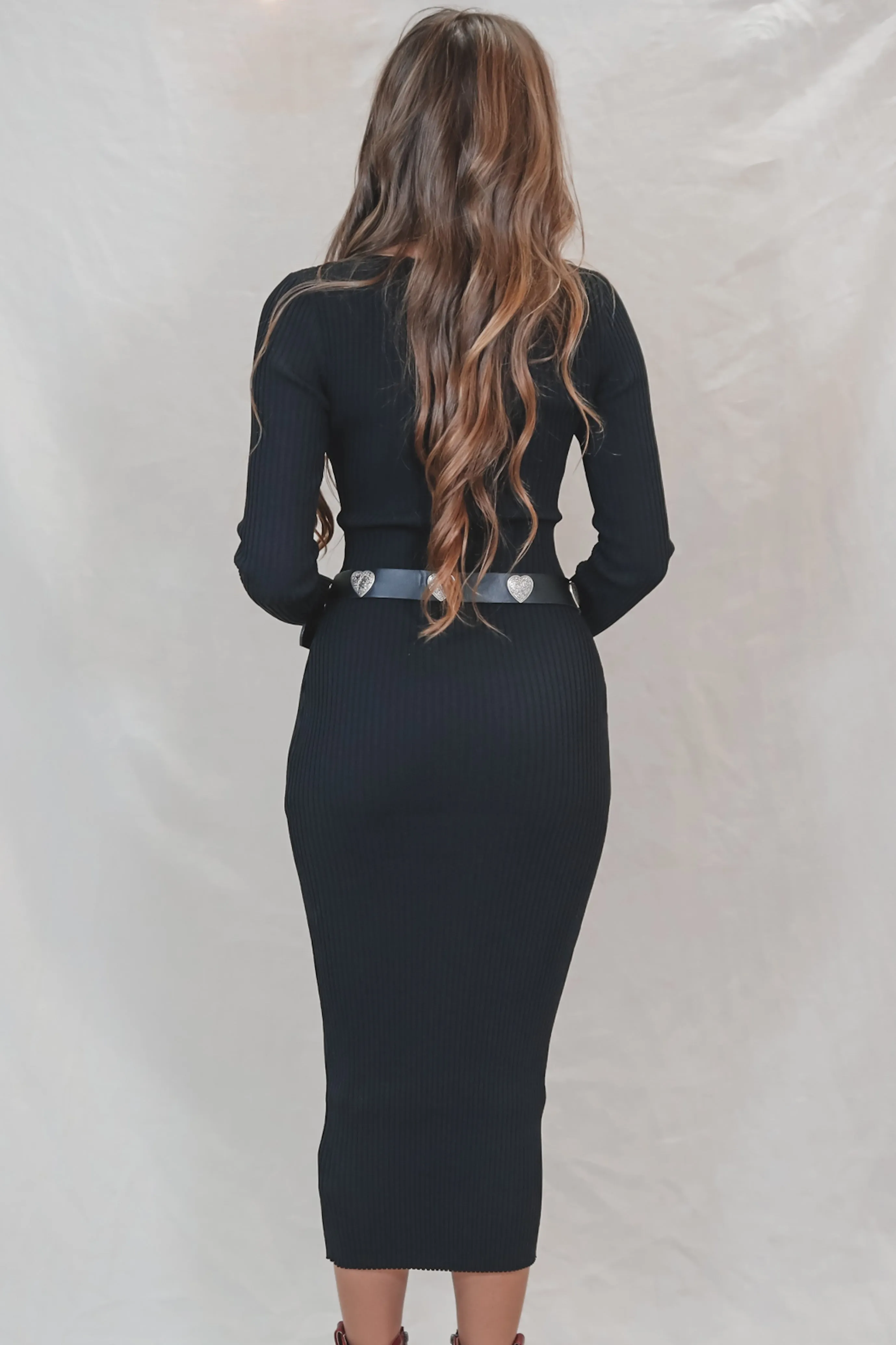 DEAL Cocktail Hour Black Ribbed Maxi Dress