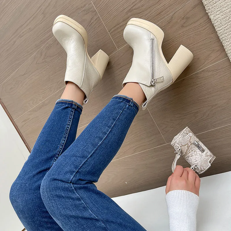 Dina Beige Platform Boots