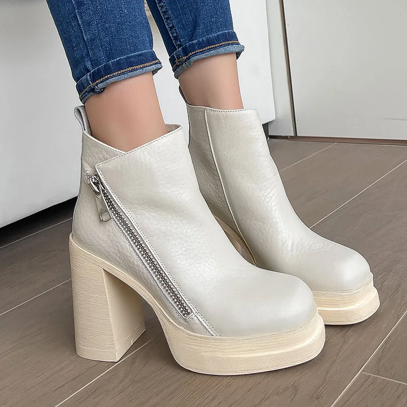 Dina Beige Platform Boots