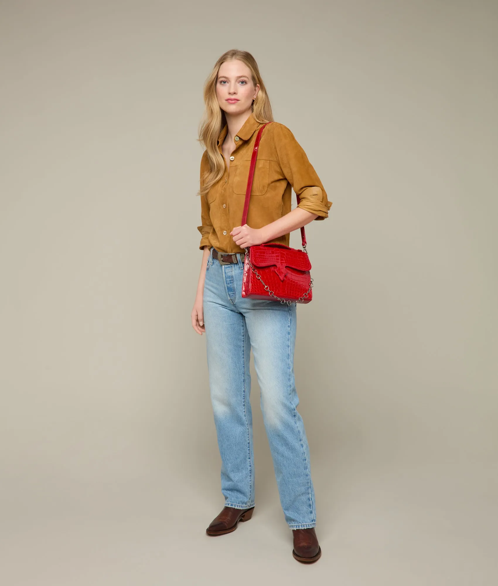 Dolly Exotic Western Satchel :: Cherry Red