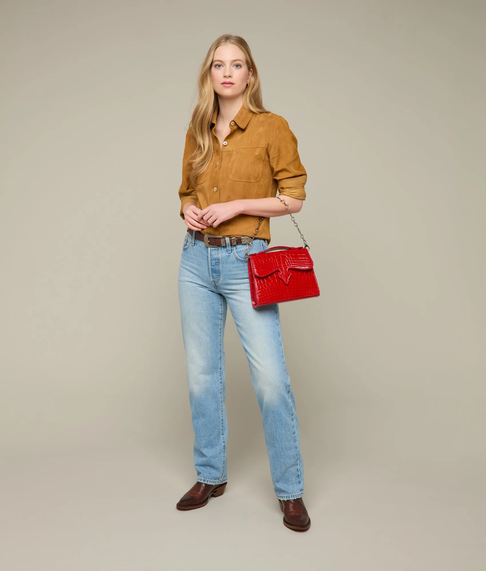 Dolly Exotic Western Satchel :: Cherry Red