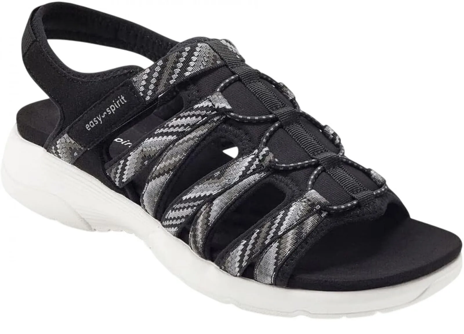 Easy Spirit Easy Dry Women's Torye8 Flat Wide Width Sandal Black Multi 9.5W