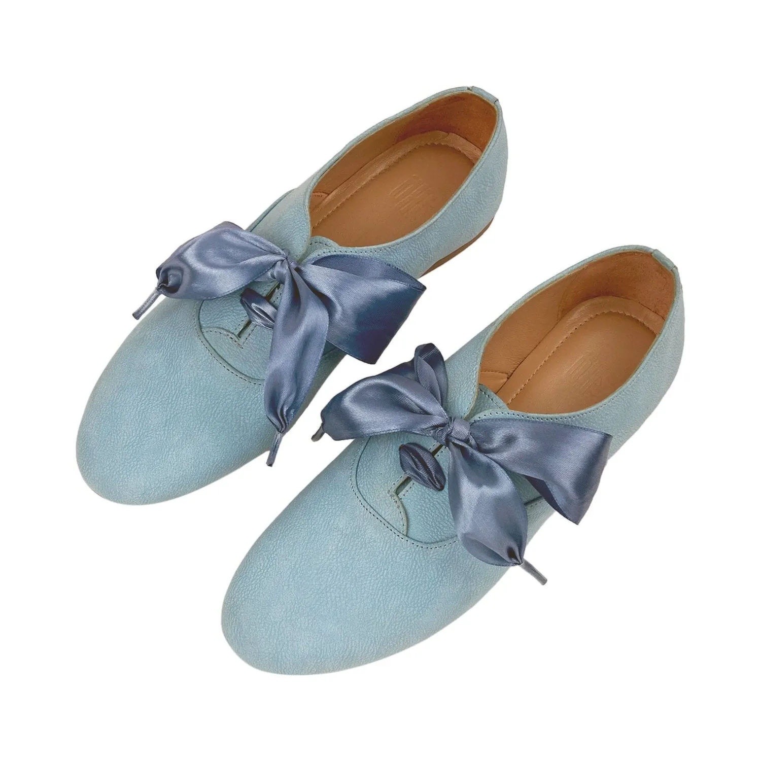 Freya Blue Derby Shoes With Bow Laces For Women