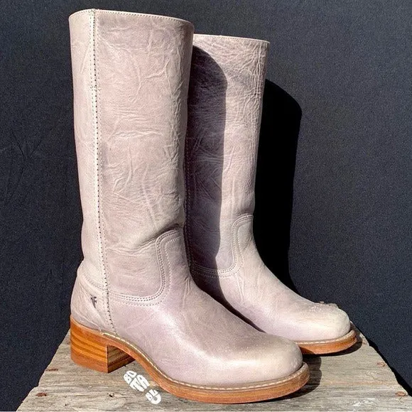 FRYE Campus 14L Violet Gray Purple Tall Boho Western Motorcycle Boots