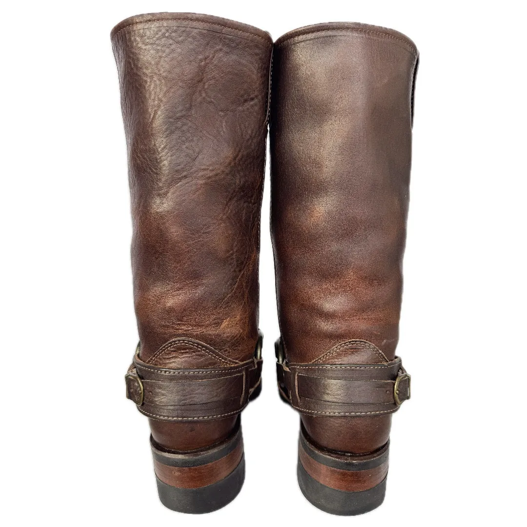 FRYE Vintage Belted Harness 12R Moto Biker Motorcycle Brown Leather Boots