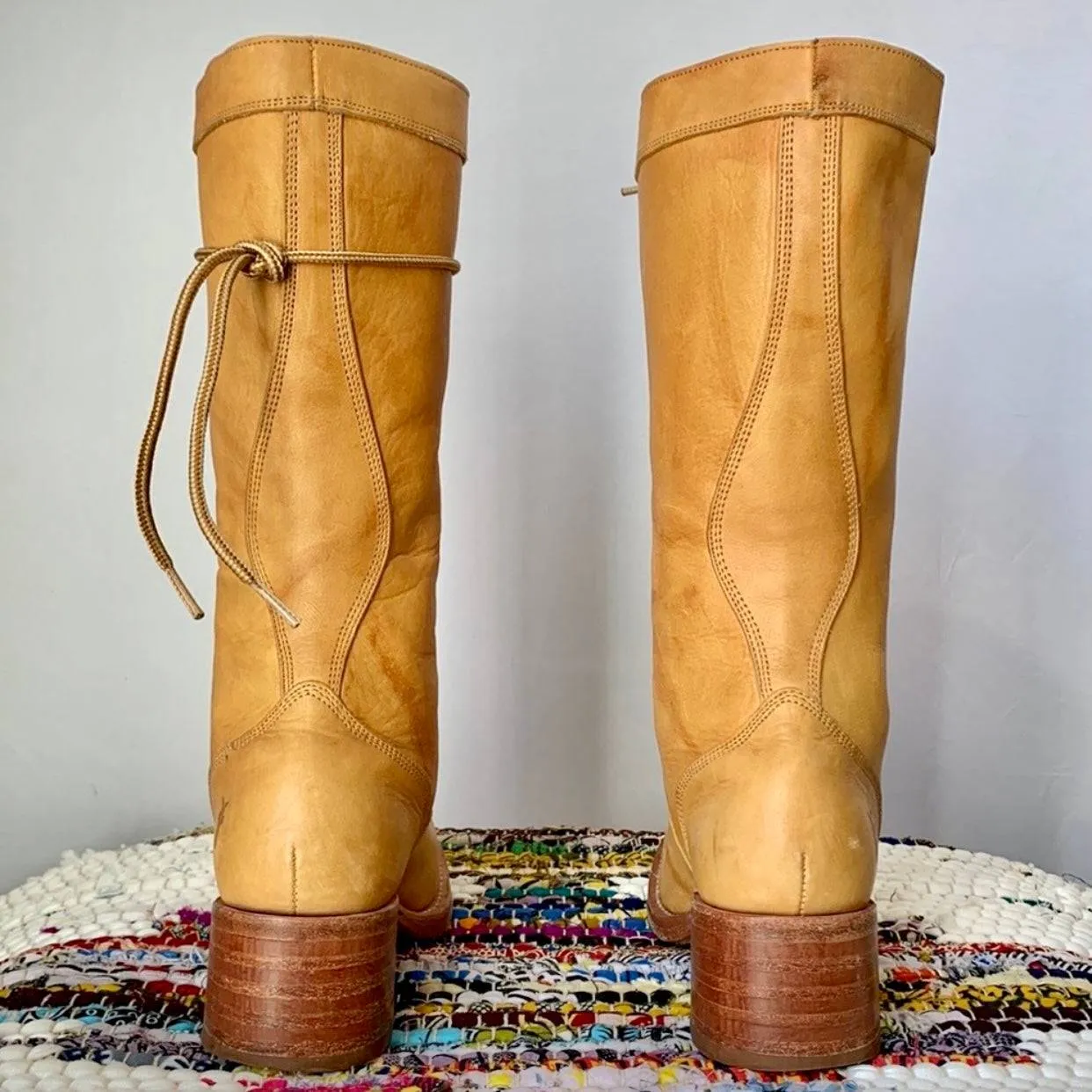 FRYE Vintage Campus Lace Up Banana Leather Boots