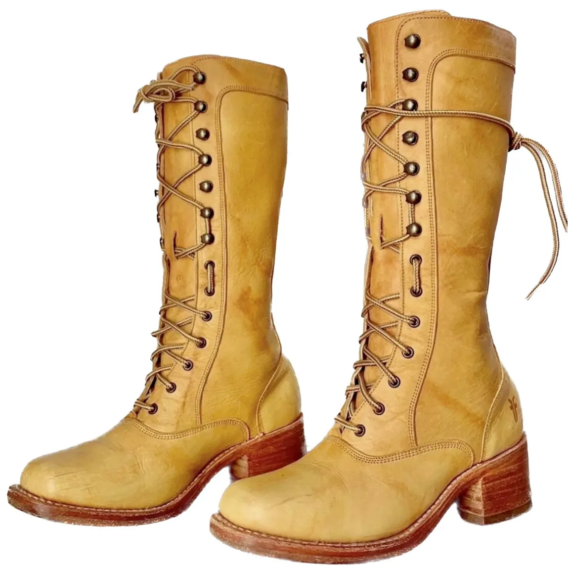 FRYE Vintage Campus Lace Up Banana Leather Boots