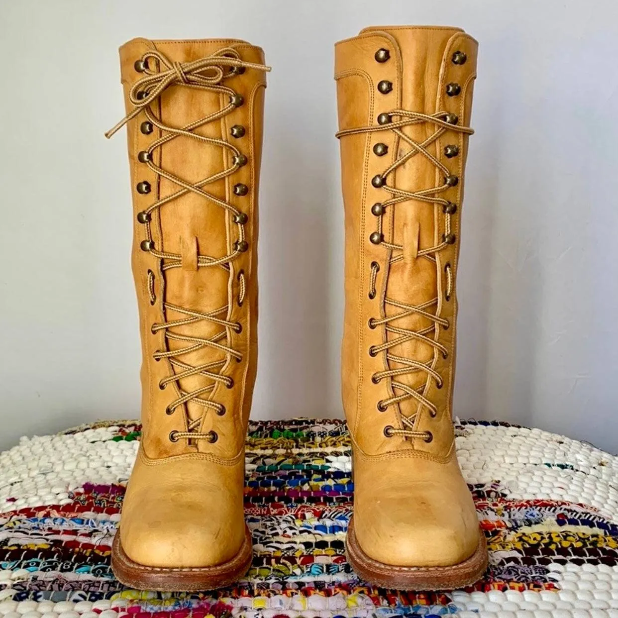 FRYE Vintage Campus Lace Up Banana Leather Boots
