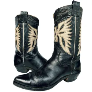 FRYE Vintage Eagle Short Peewee Cowgirl Cowboy Western Black Boots
