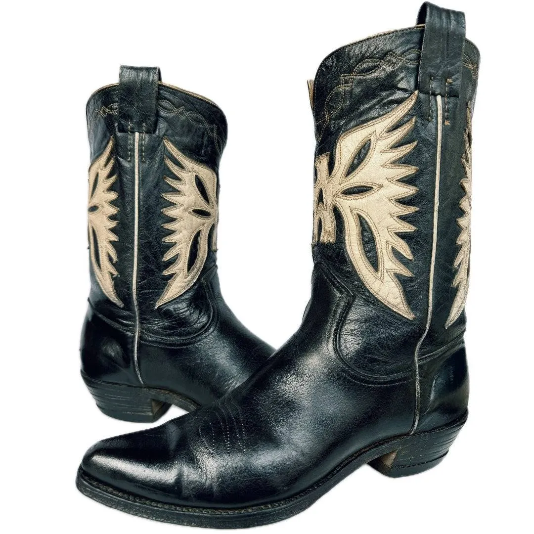 FRYE Vintage Eagle Short Peewee Cowgirl Cowboy Western Black Boots