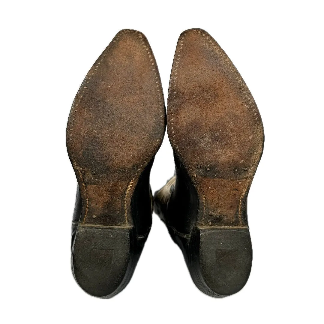 FRYE Vintage Eagle Short Peewee Cowgirl Cowboy Western Black Boots