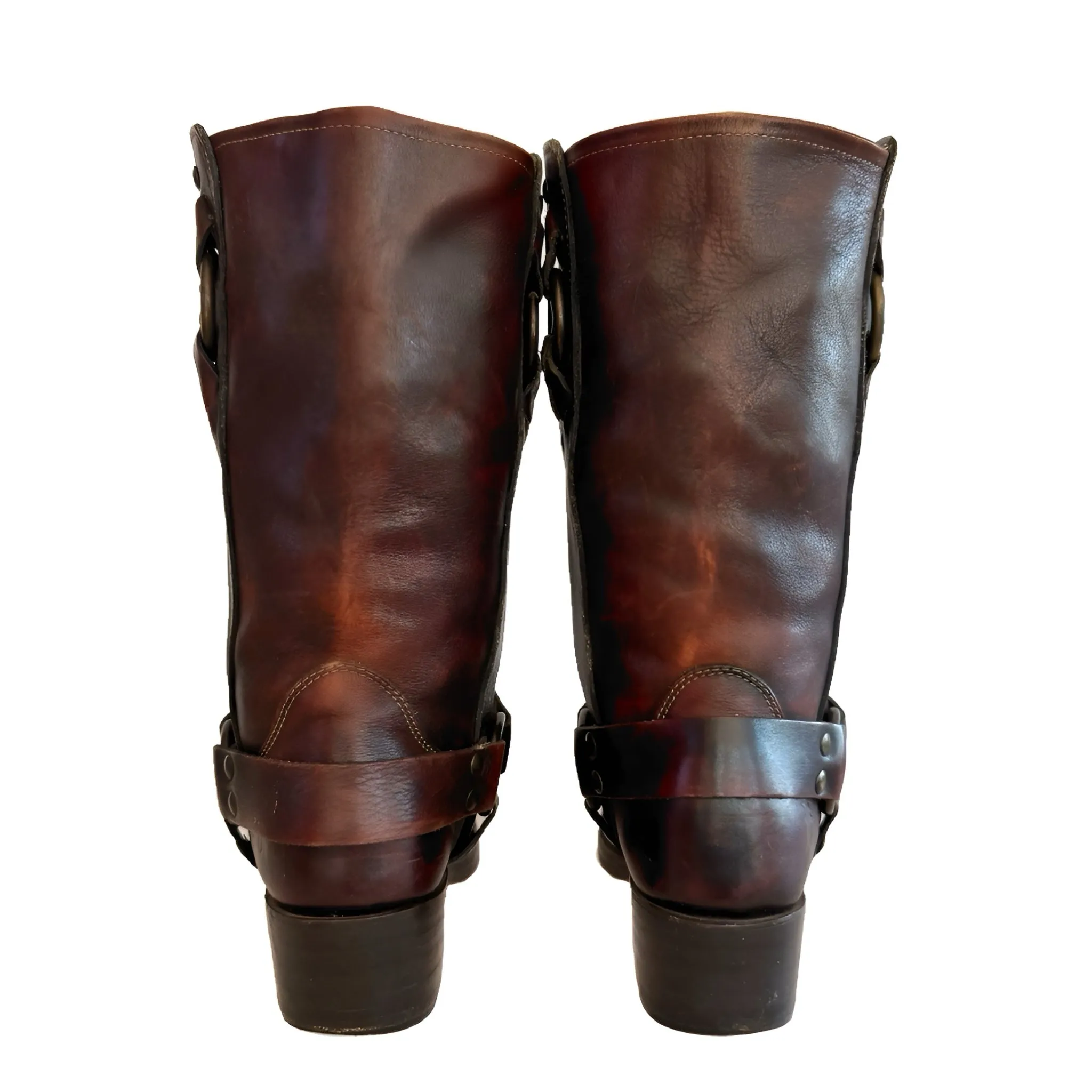 FRYE Vintage Harness 12R Oxblood Brown Biker Moto Motorcycle Boots