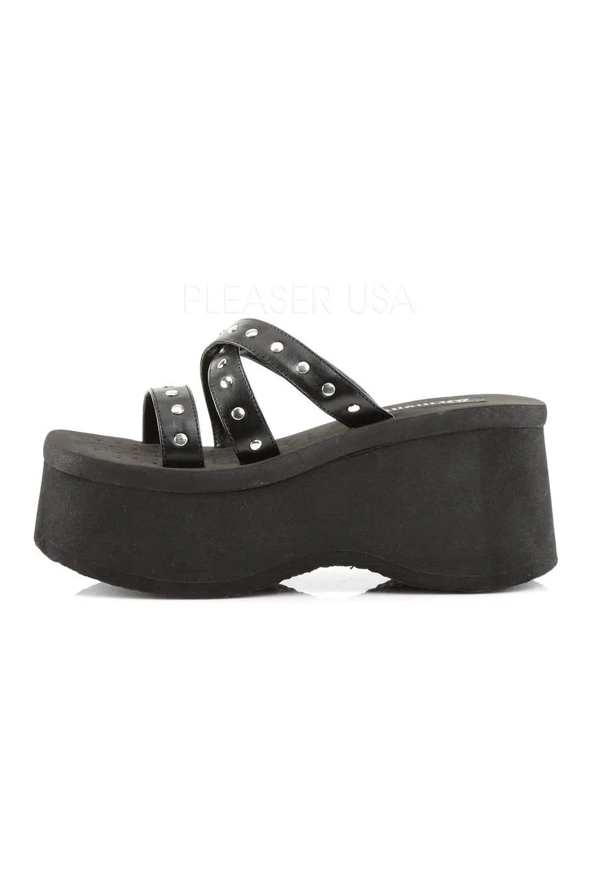 FUNN-19 Sandal | Black Faux Leather