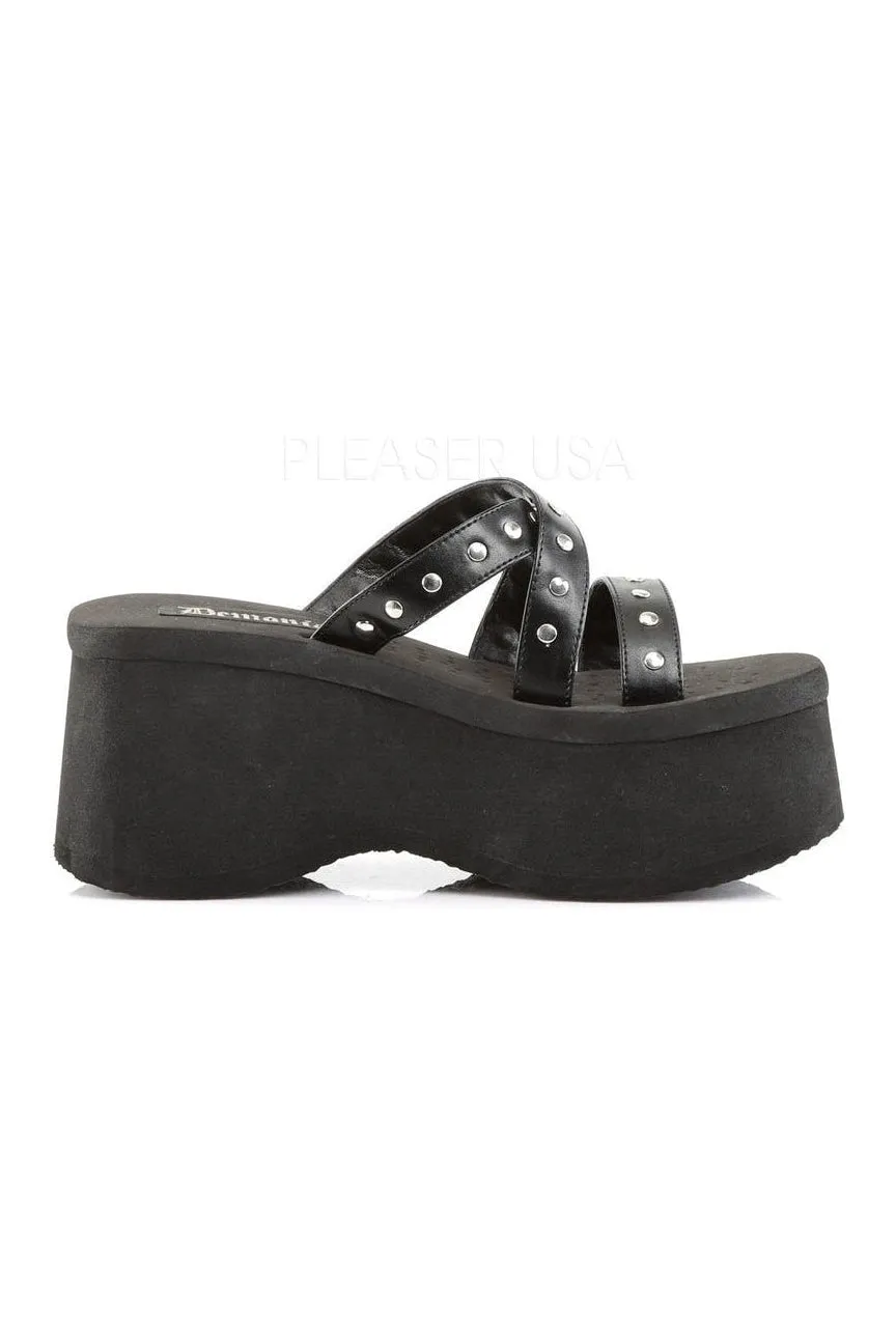 FUNN-19 Sandal | Black Faux Leather