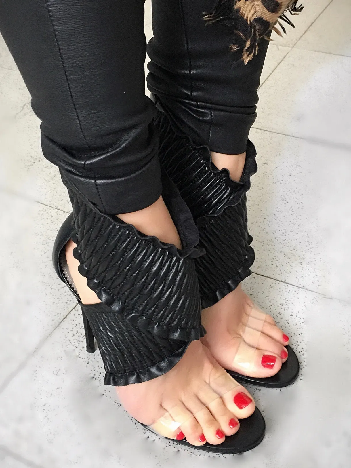 GIA BLACK & PVC SANDALS