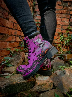 Halloween Theme Purple Combat Boot