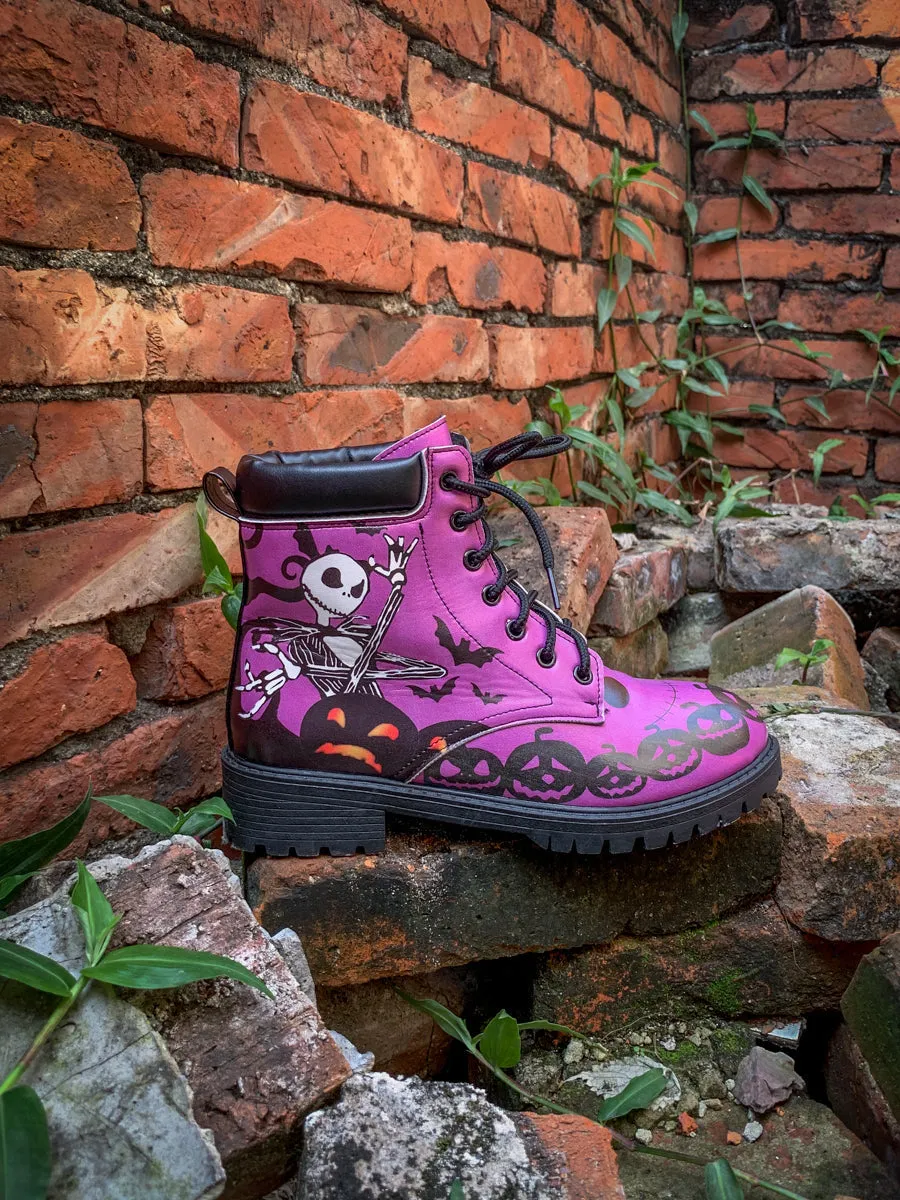 Halloween Theme Purple Combat Boot