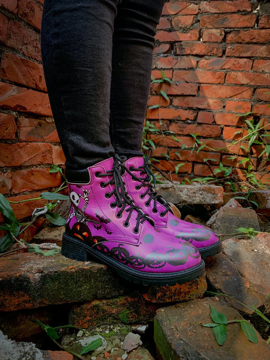 Halloween Theme Purple Combat Boot