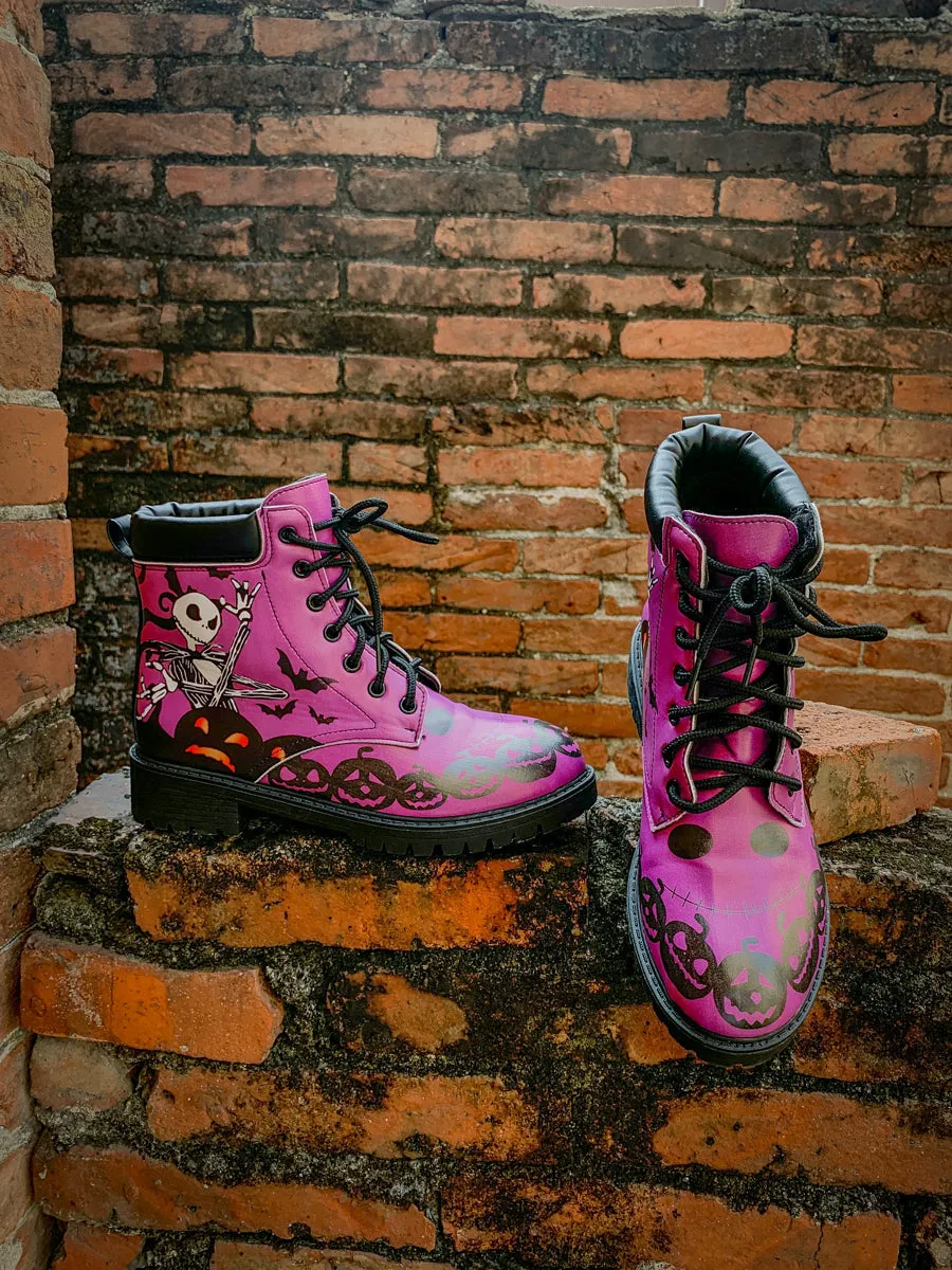 Halloween Theme Purple Combat Boot