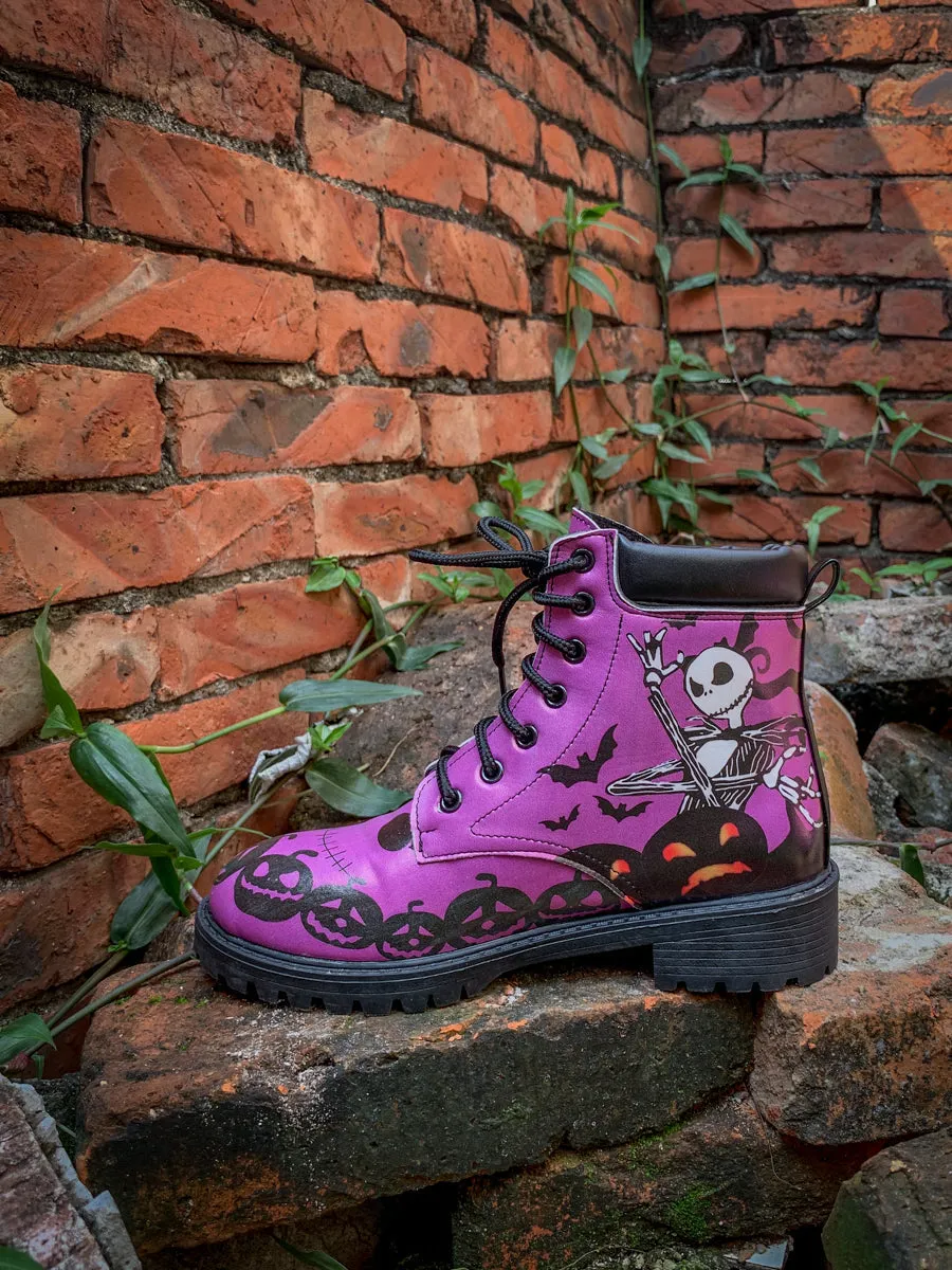 Halloween Theme Purple Combat Boot