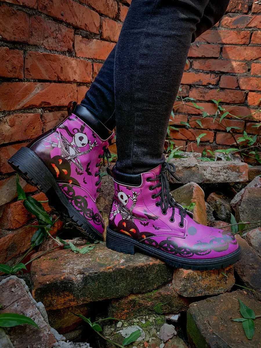 Halloween Theme Purple Combat Boot