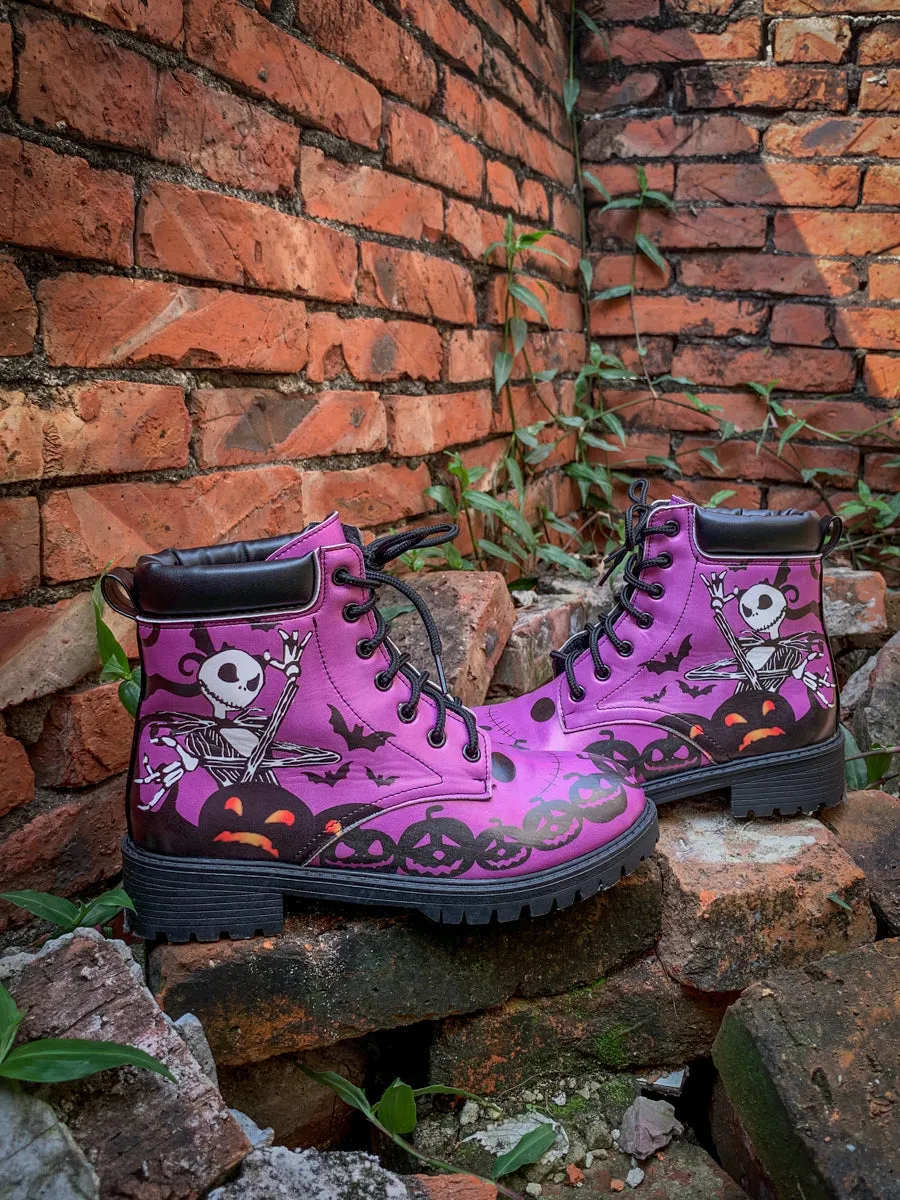 Halloween Theme Purple Combat Boot