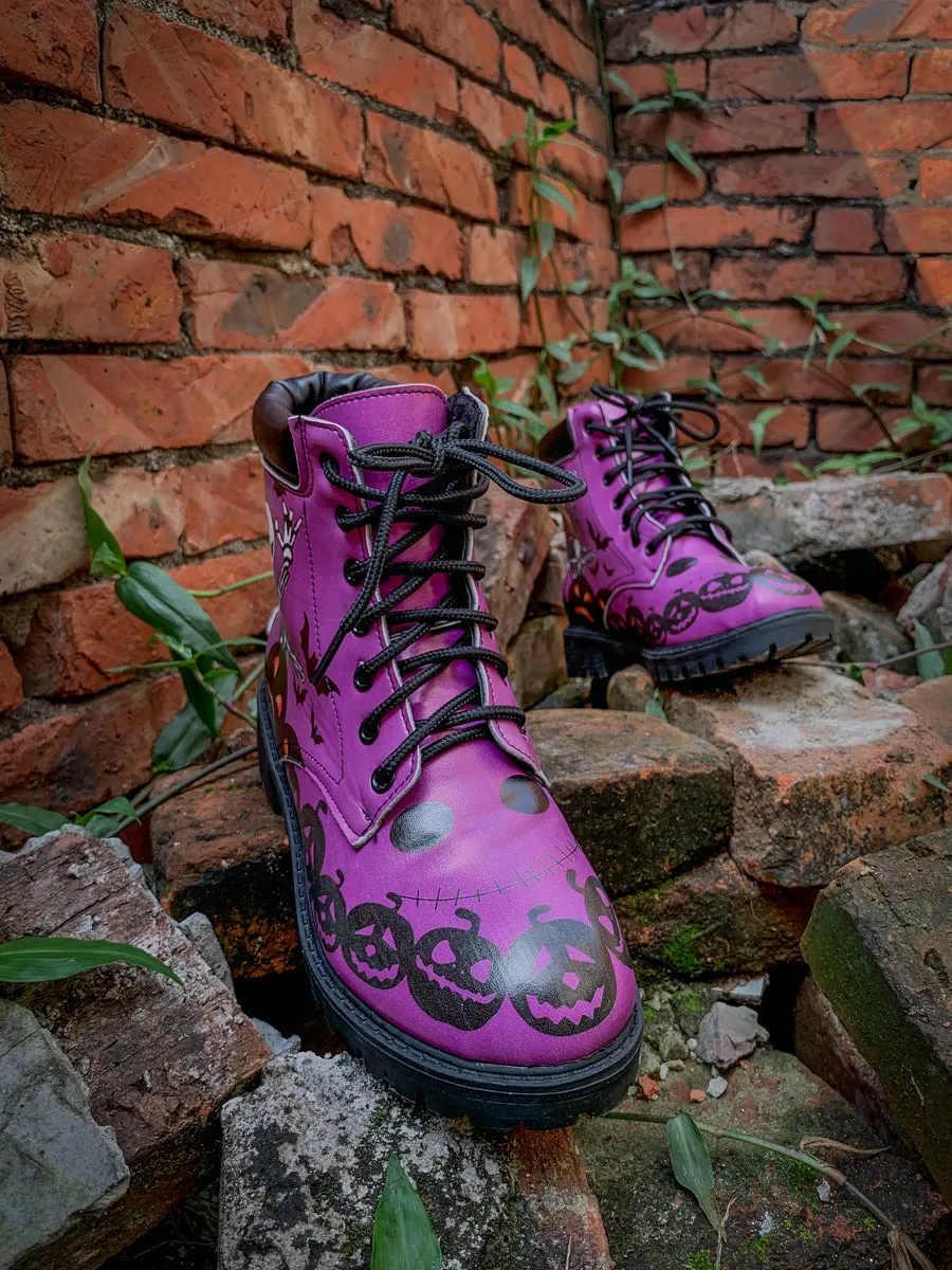Halloween Theme Purple Combat Boot
