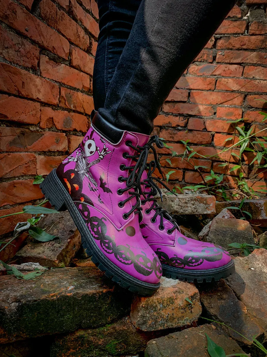 Halloween Theme Purple Combat Boot