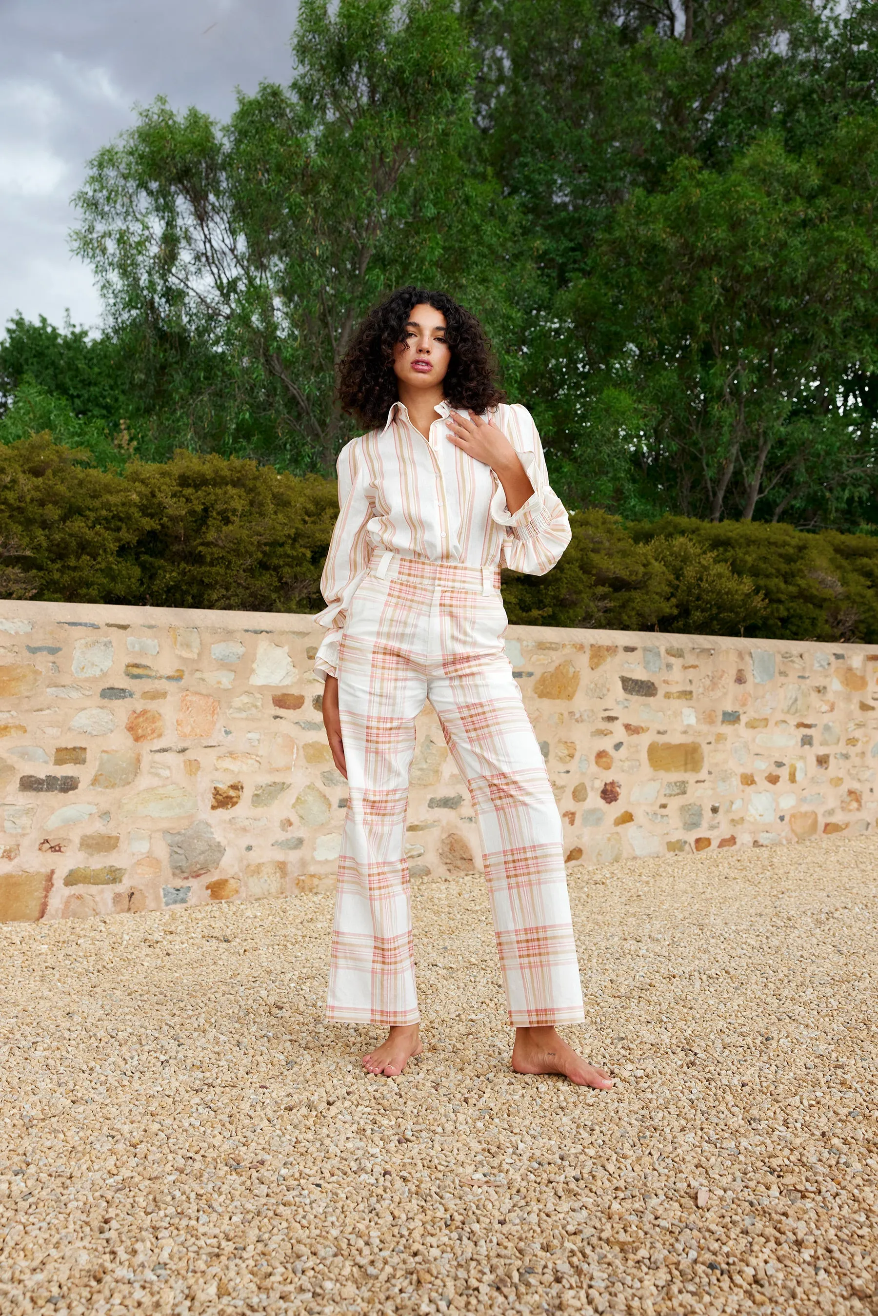 Harper Pant - Peony / Antique Plaid