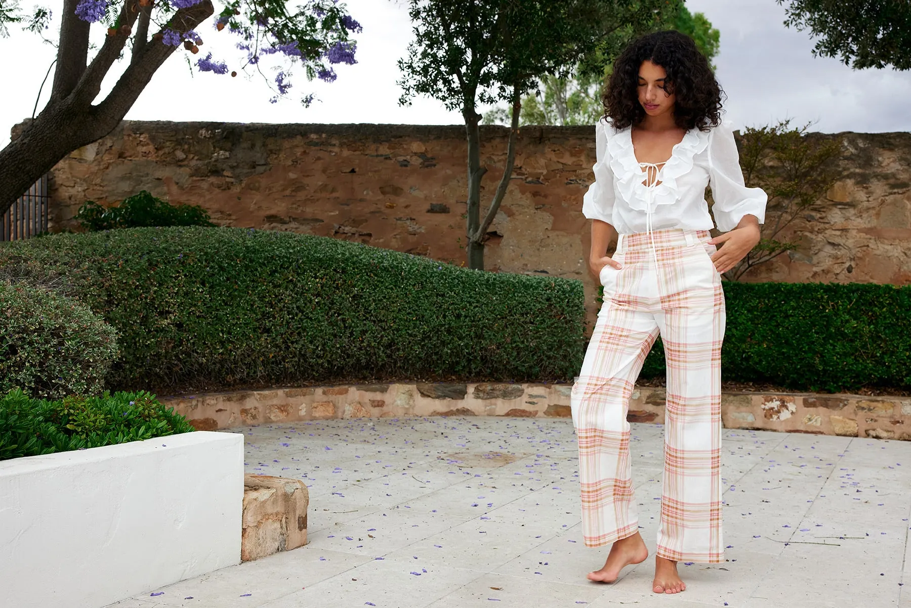 Harper Pant - Peony / Antique Plaid