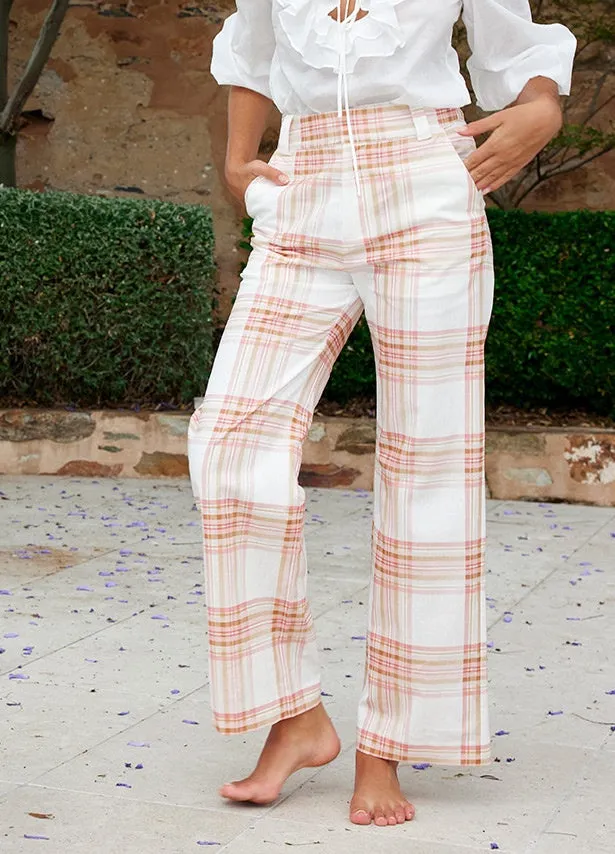Harper Pant - Peony / Antique Plaid