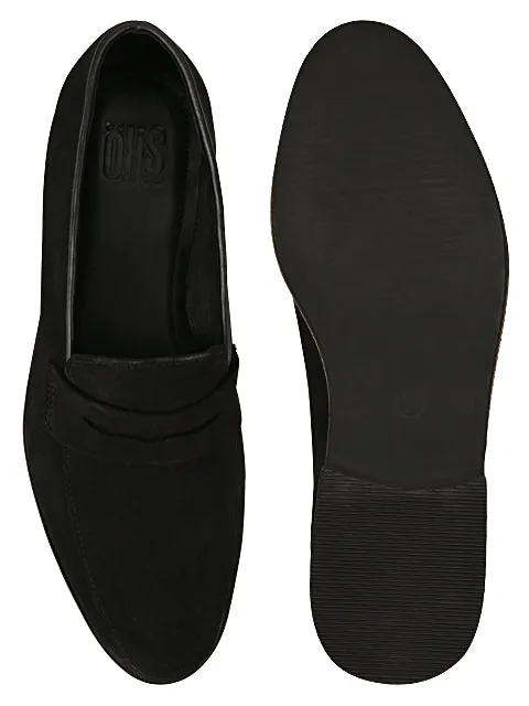 Hugo Black Suede Loafers For Men
