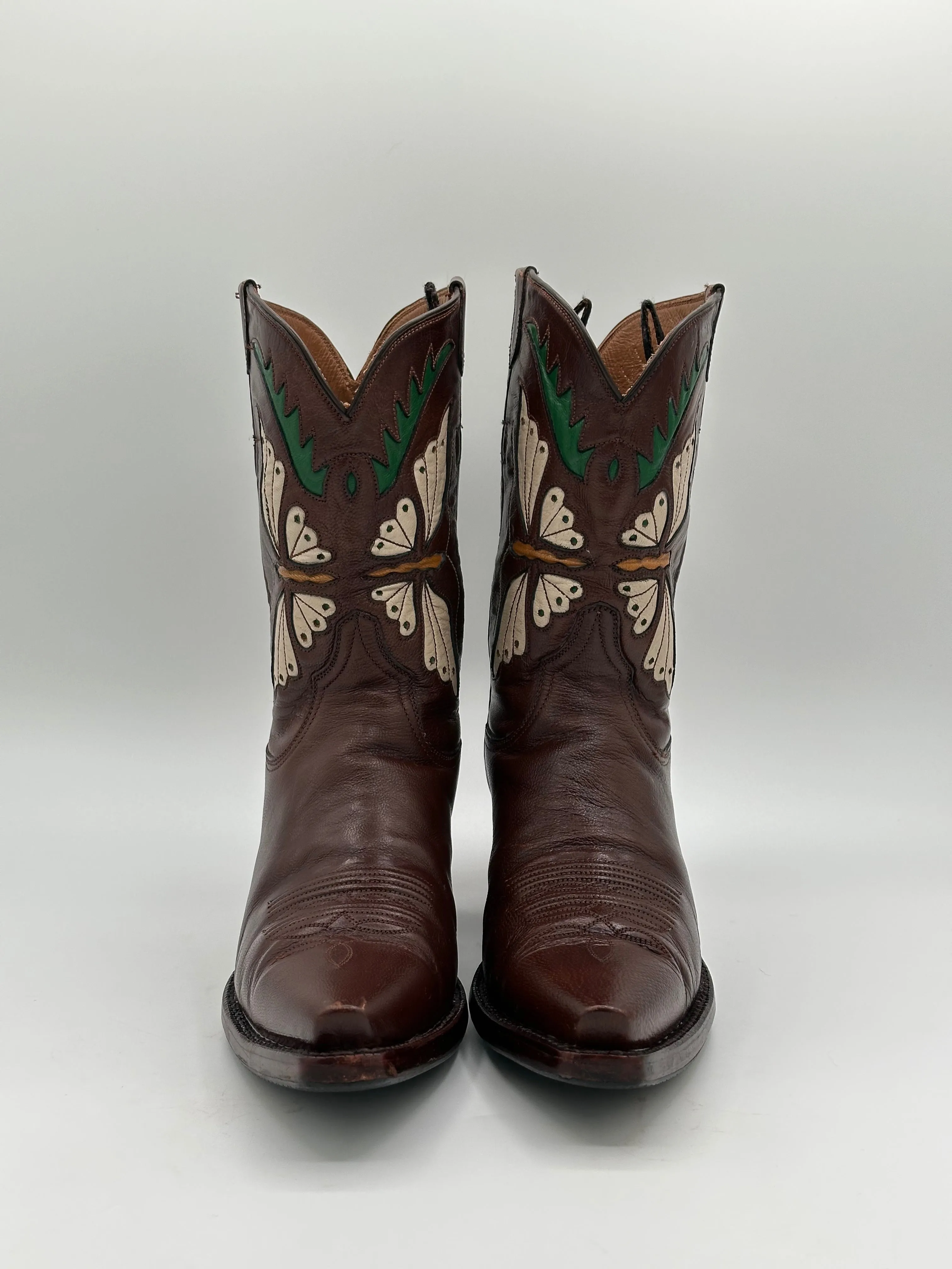 JB HILL Custom Butterfly Inlay Cowgirl Boots size 6 B
