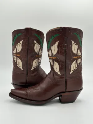 JB HILL Custom Butterfly Inlay Cowgirl Boots size 6 B