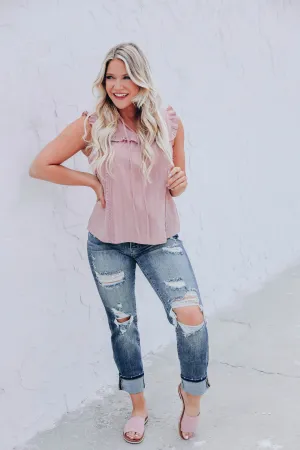 Jezebel Cotton Tie Front Blouse - Mauve
