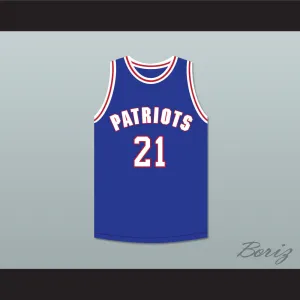 Khalil Robinson 21 Will Foster High School Patriots Blue Basketball Jersey The Red Sneakers