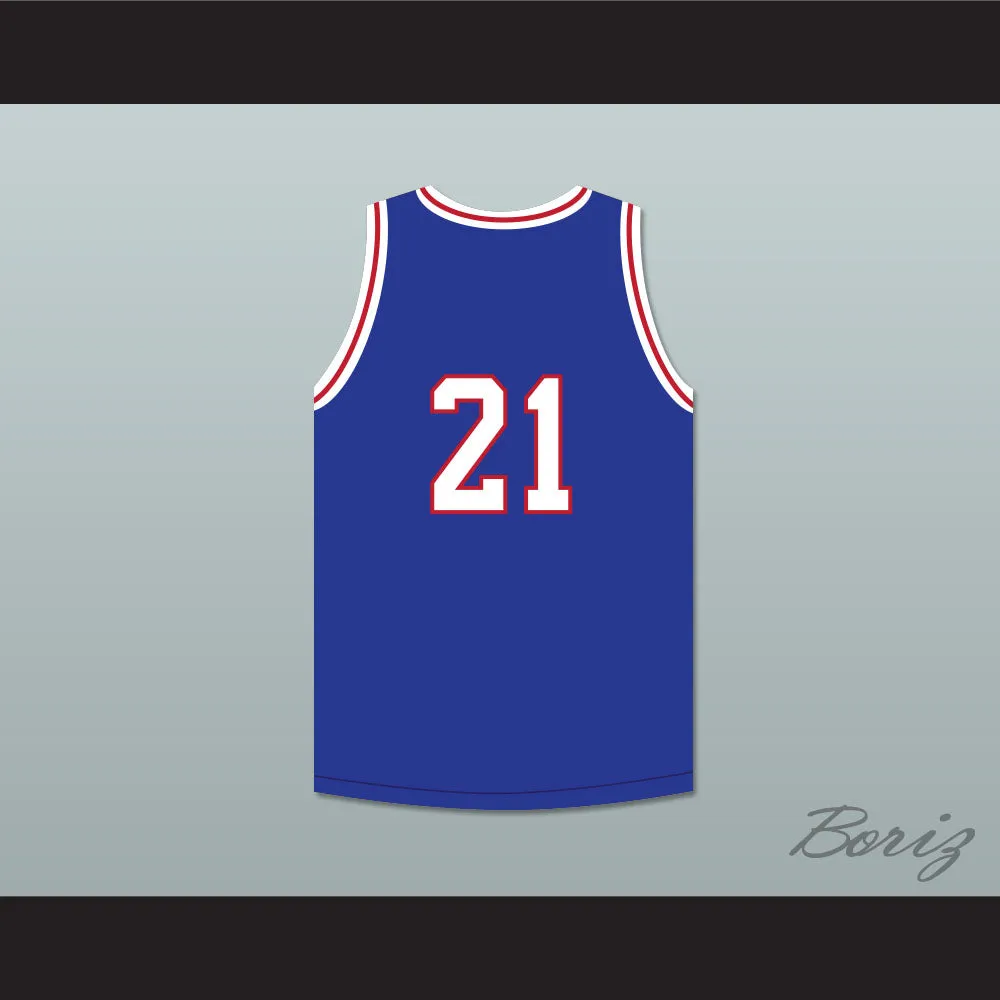 Khalil Robinson 21 Will Foster High School Patriots Blue Basketball Jersey The Red Sneakers