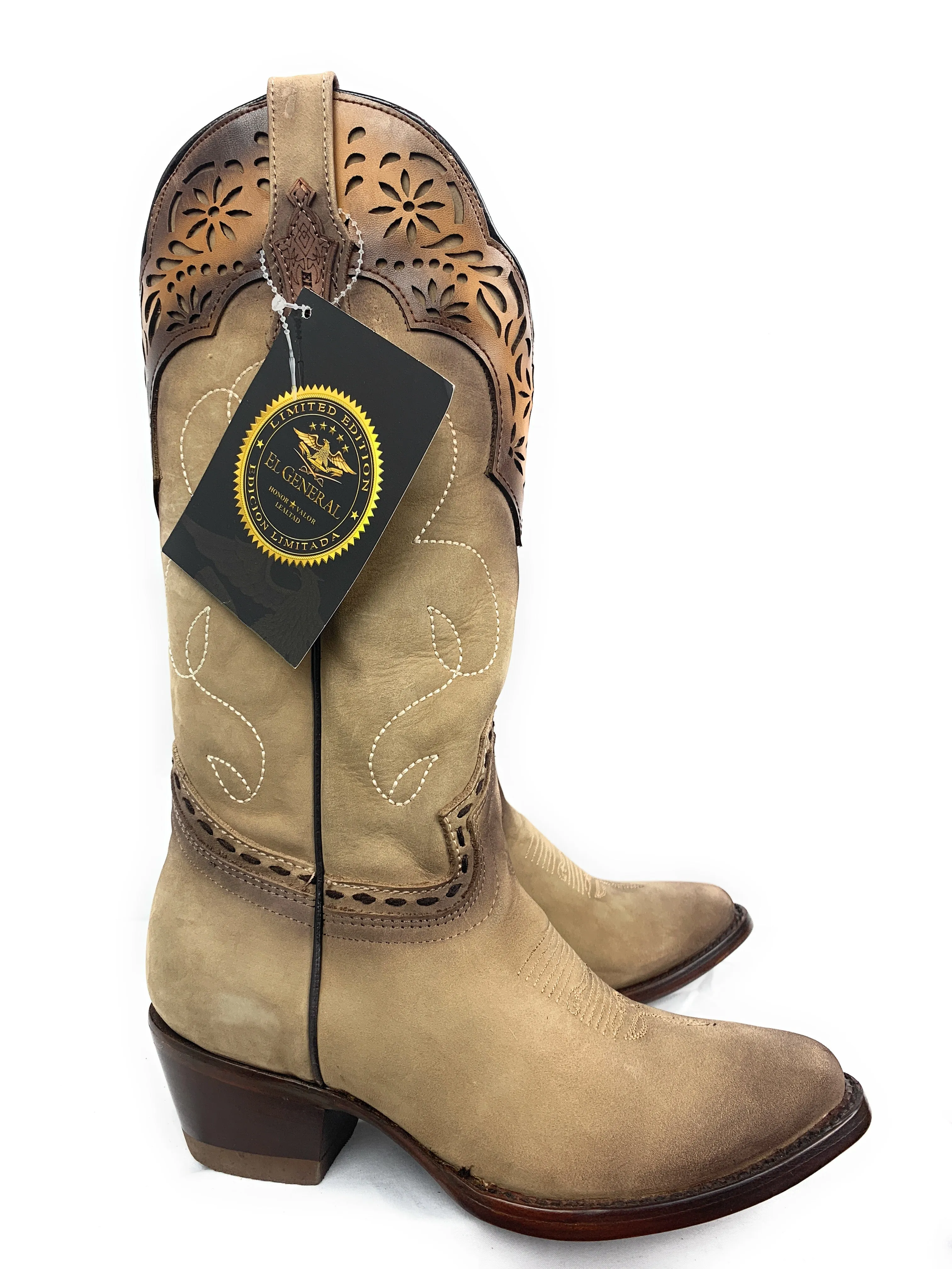 Ladies Cowgirl Boot's Nobuck Sand 122698 El General Brand