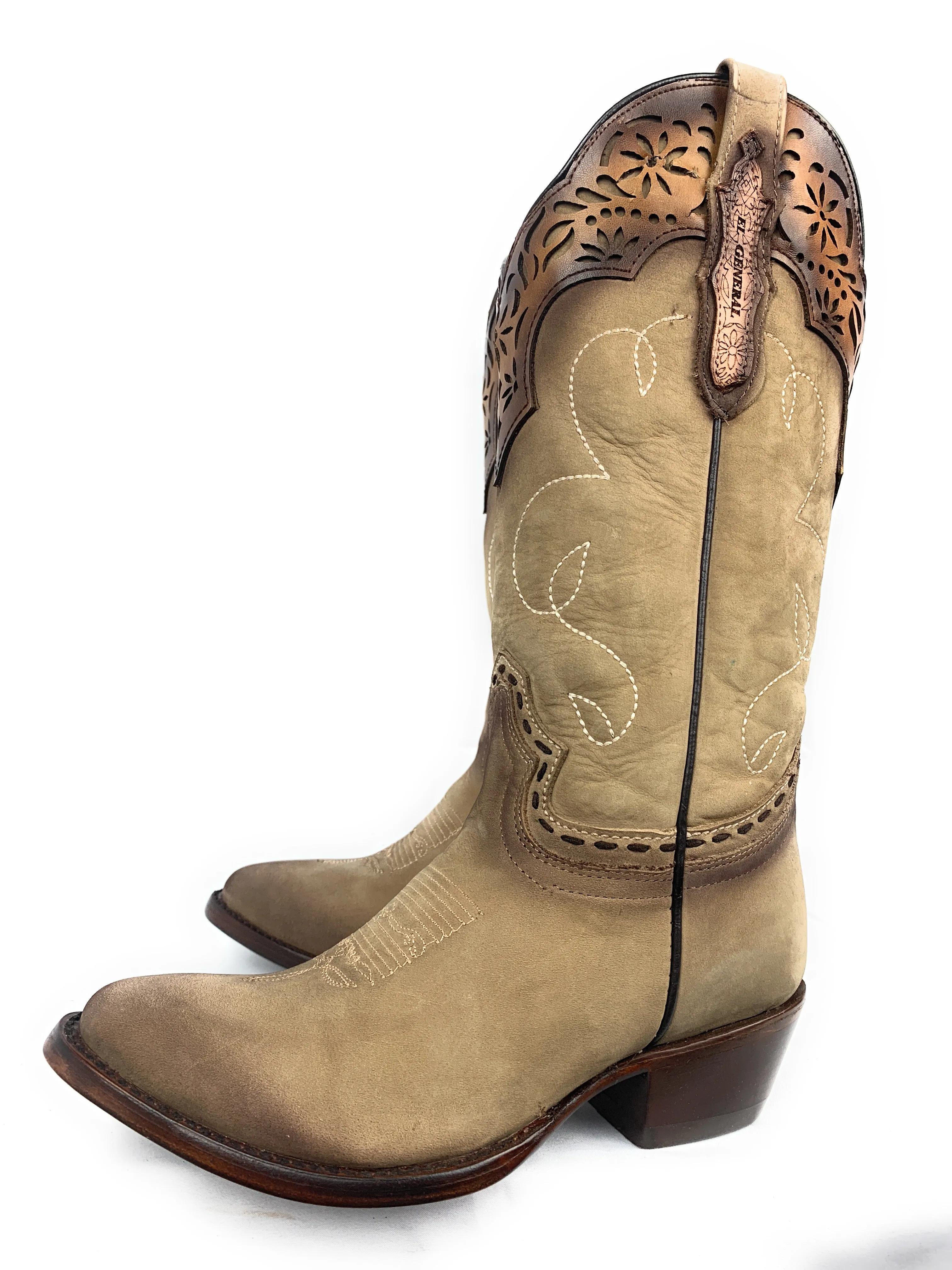 Ladies Cowgirl Boot's Nobuck Sand 122698 El General Brand