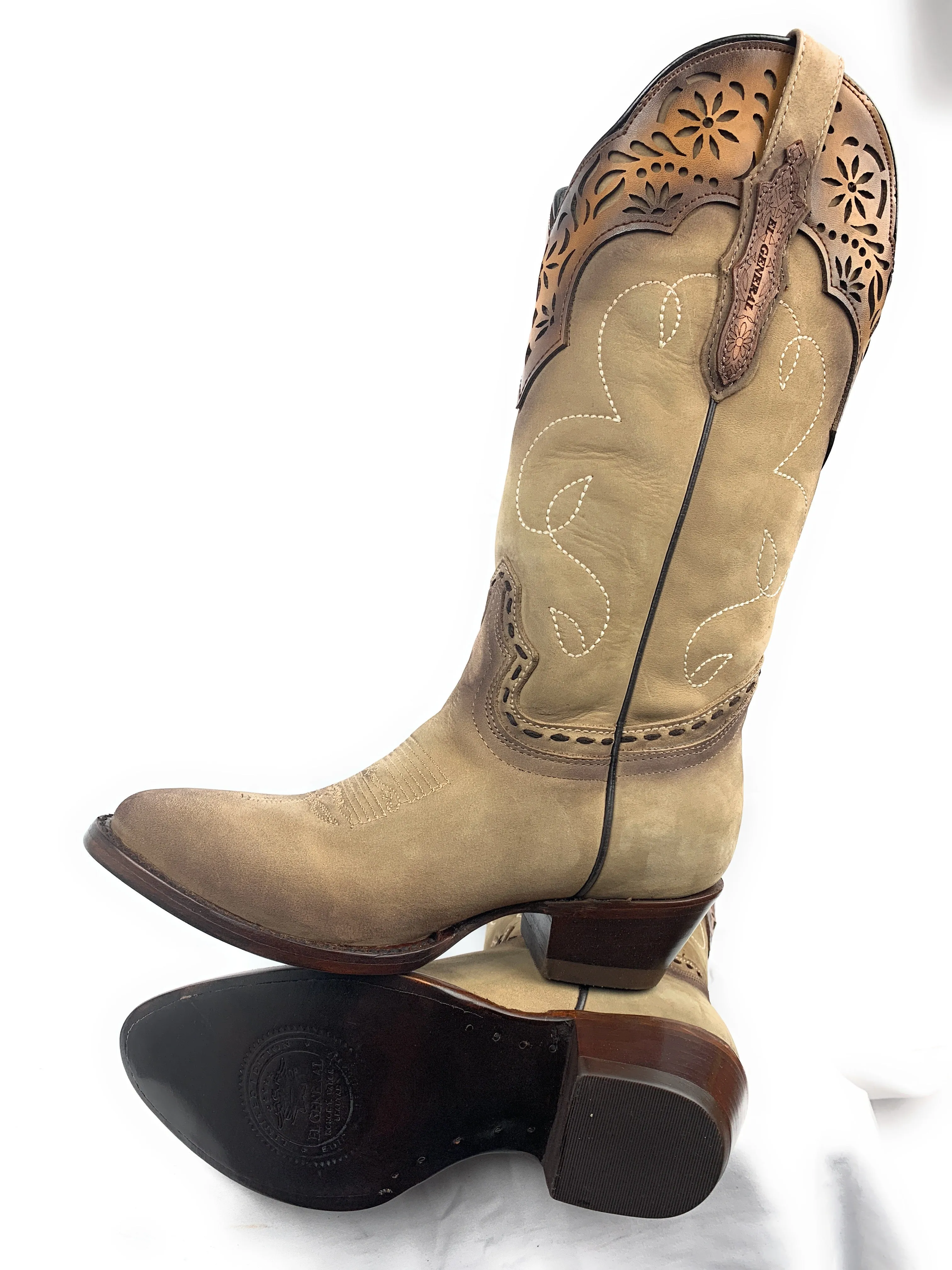 Ladies Cowgirl Boot's Nobuck Sand 122698 El General Brand