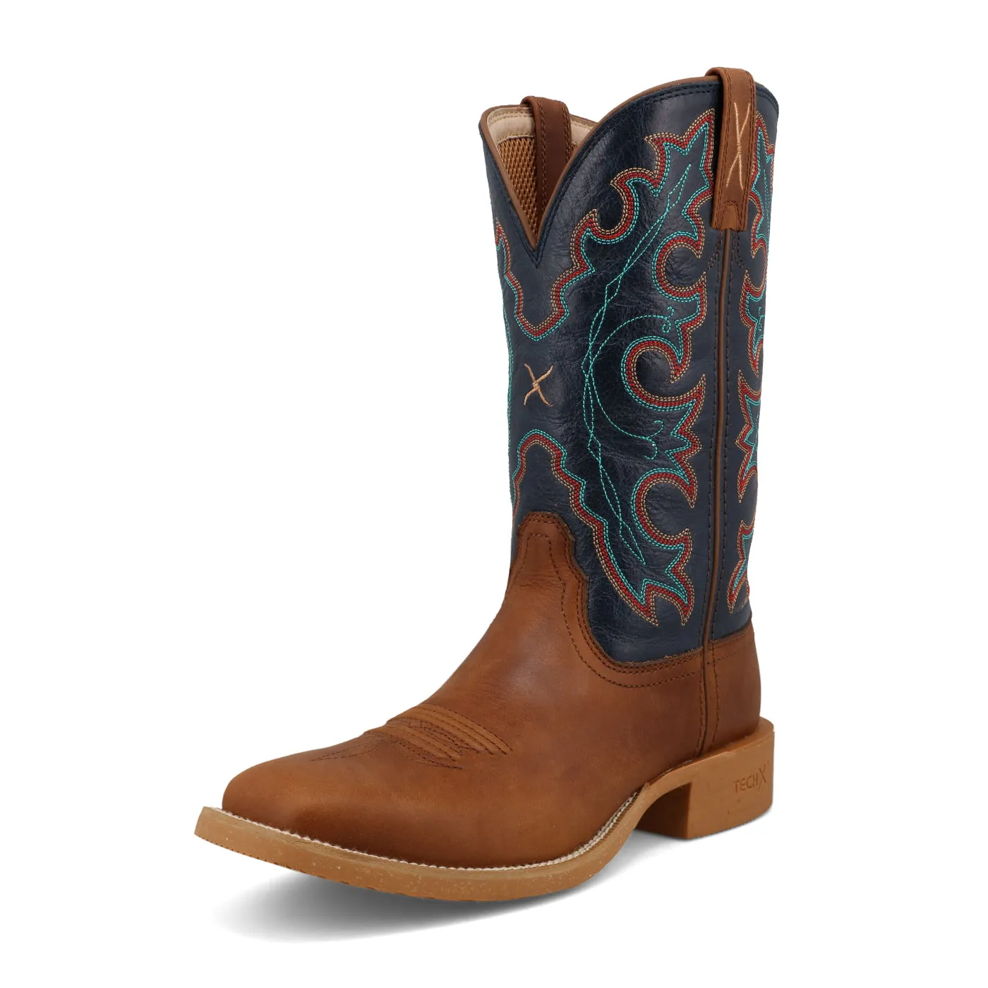 LADIES ROASTED PECAN & NAVY BLUE SQ TOE BOOT