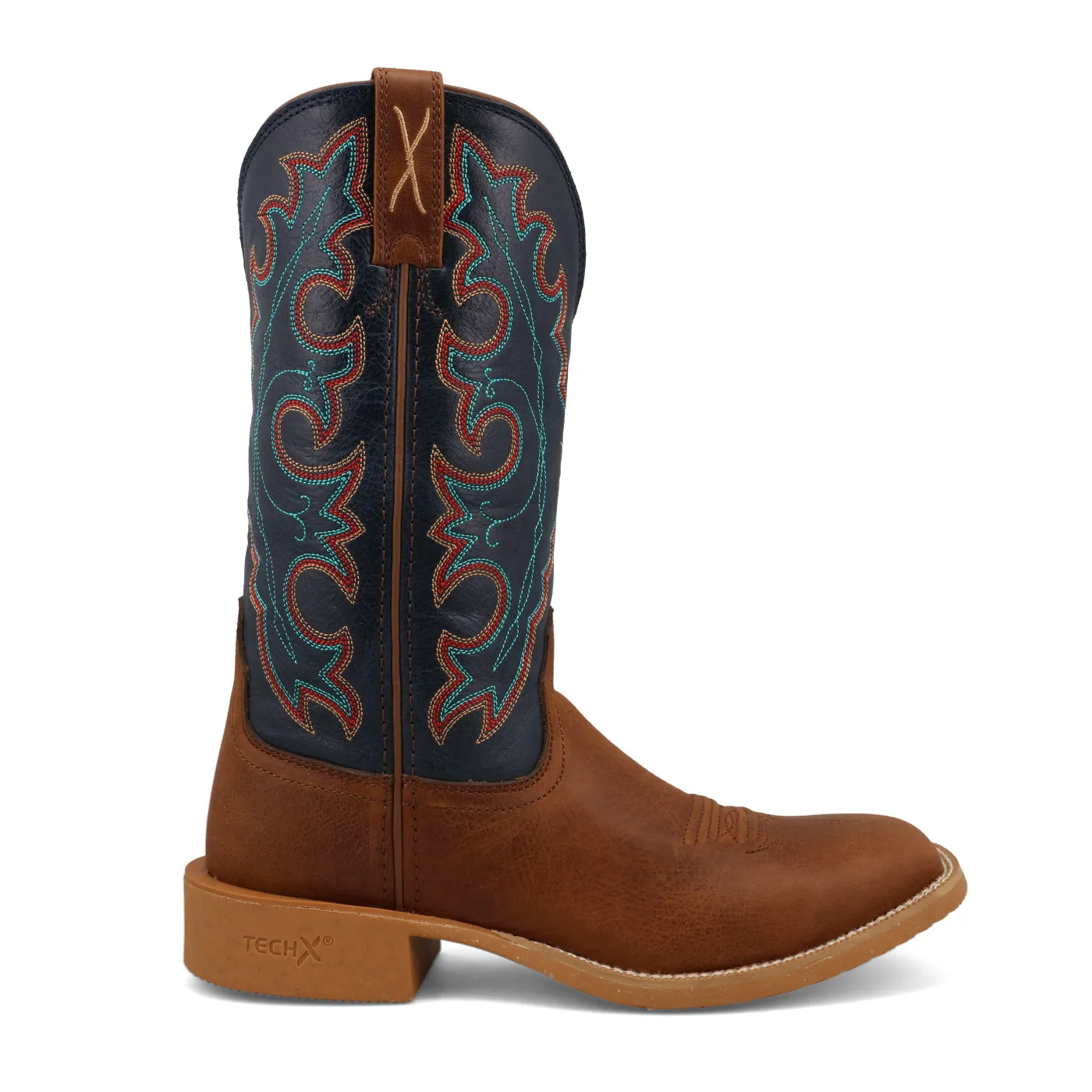 LADIES ROASTED PECAN & NAVY BLUE SQ TOE BOOT