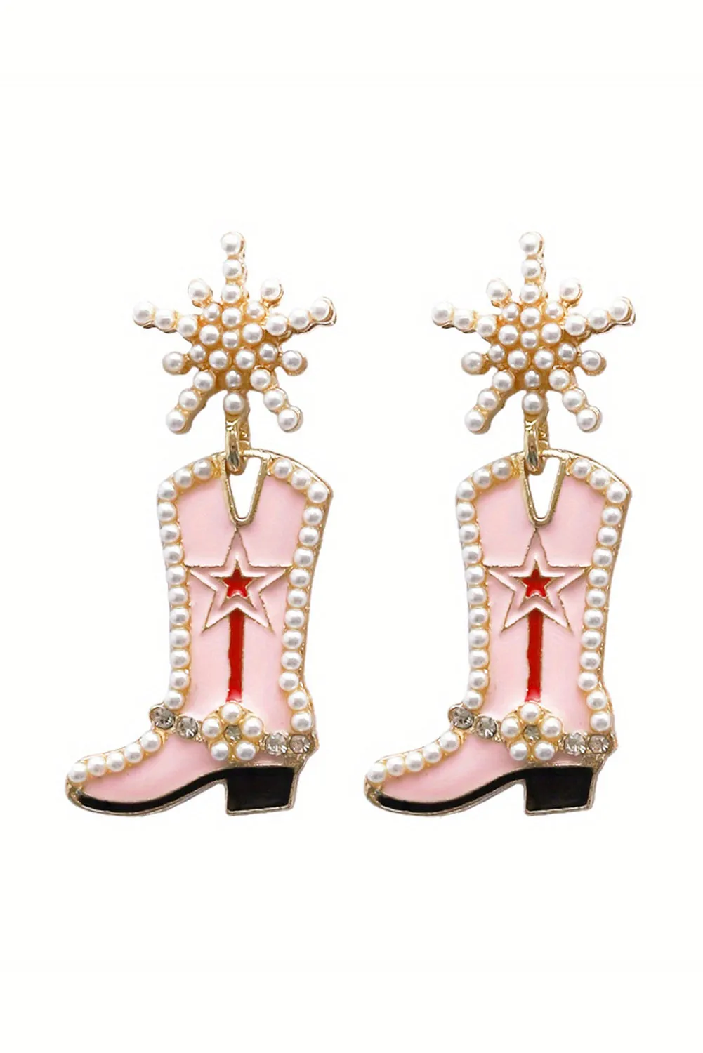 LET'S GO GIRLS BOOT EARRINGS - PINK