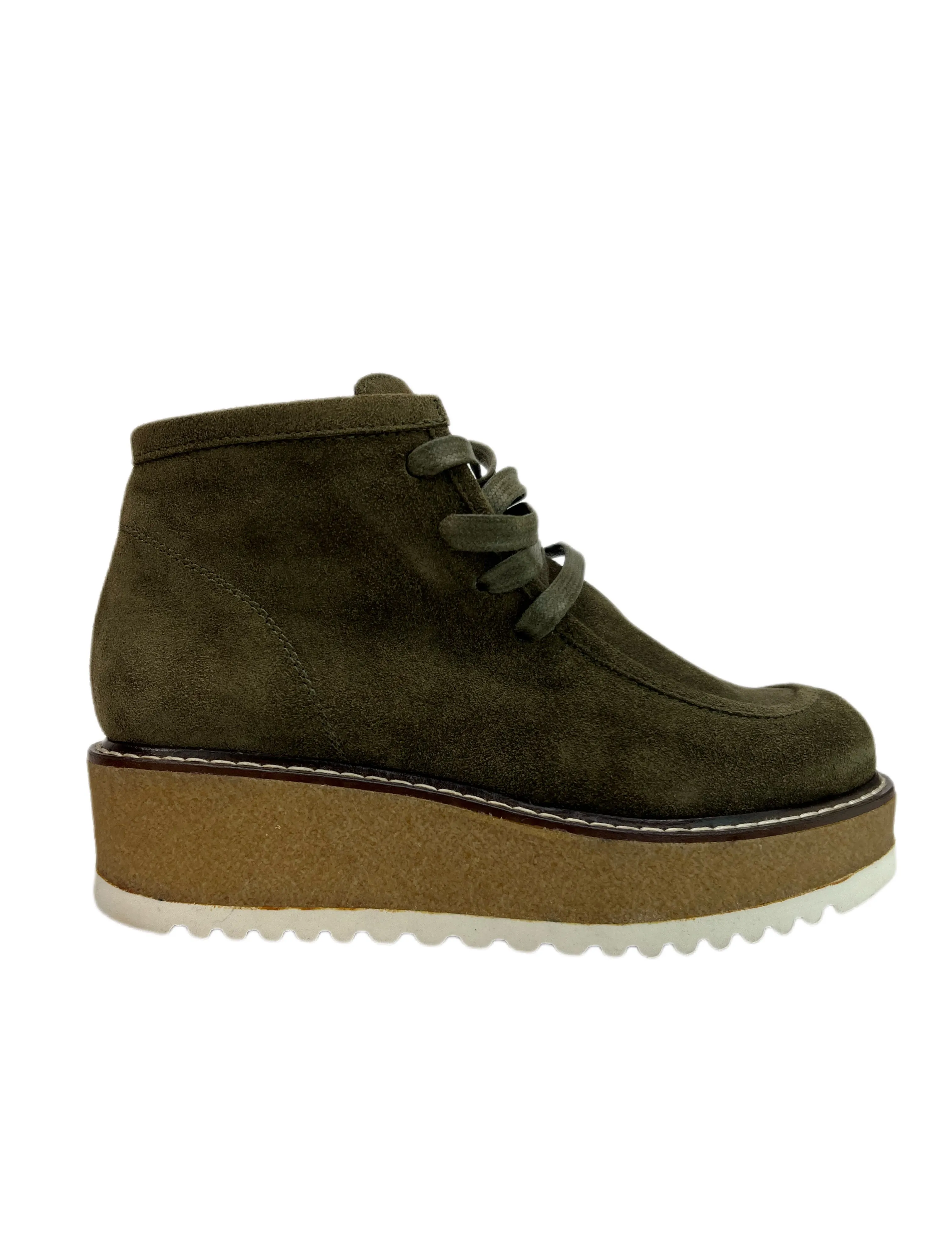 Max Mara Women's Kaki Libro Suede Lace Up Combat Ankle Boots NWB