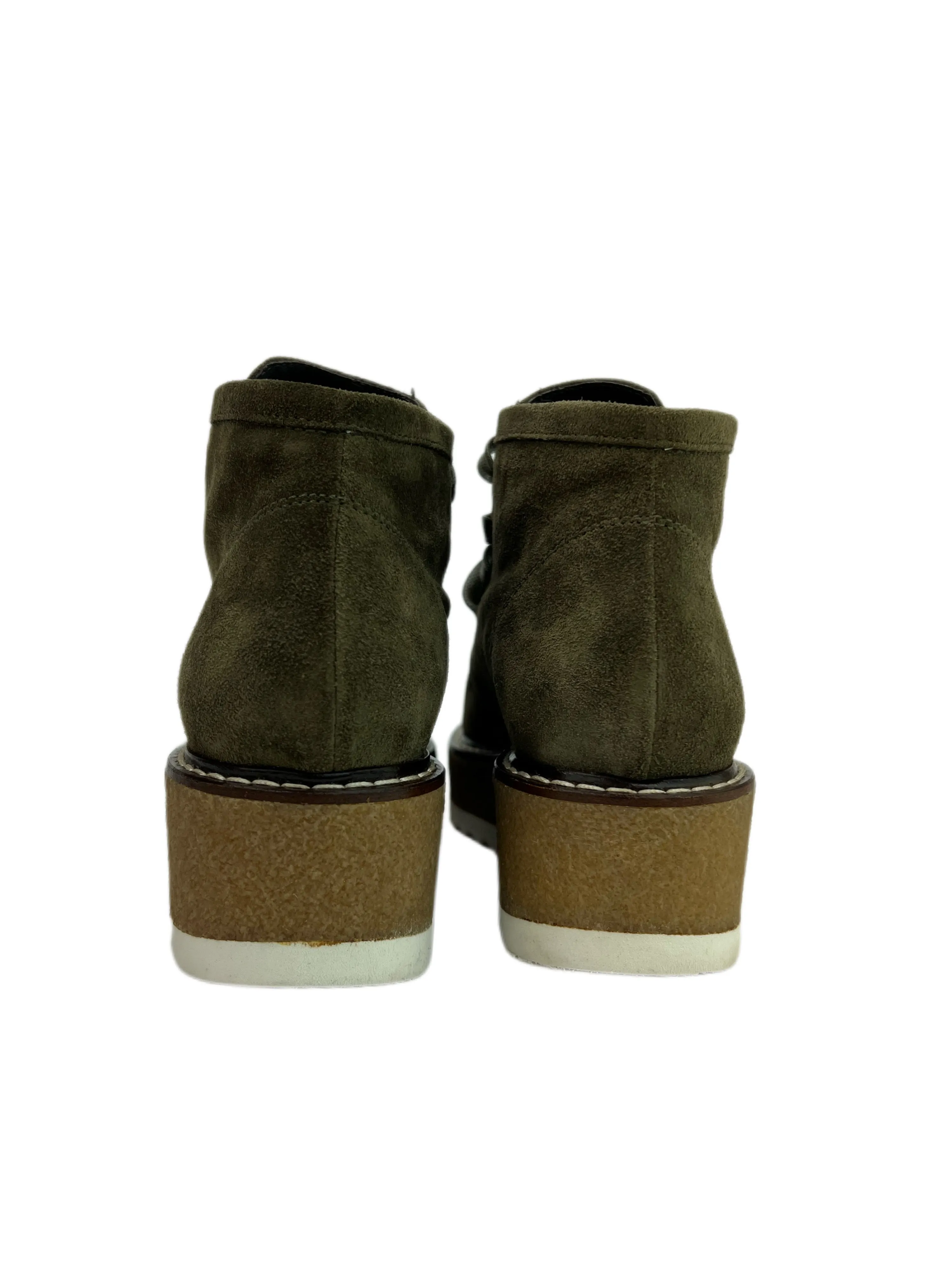 Max Mara Women's Kaki Libro Suede Lace Up Combat Ankle Boots NWB