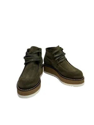 Max Mara Women's Kaki Libro Suede Lace Up Combat Ankle Boots NWB