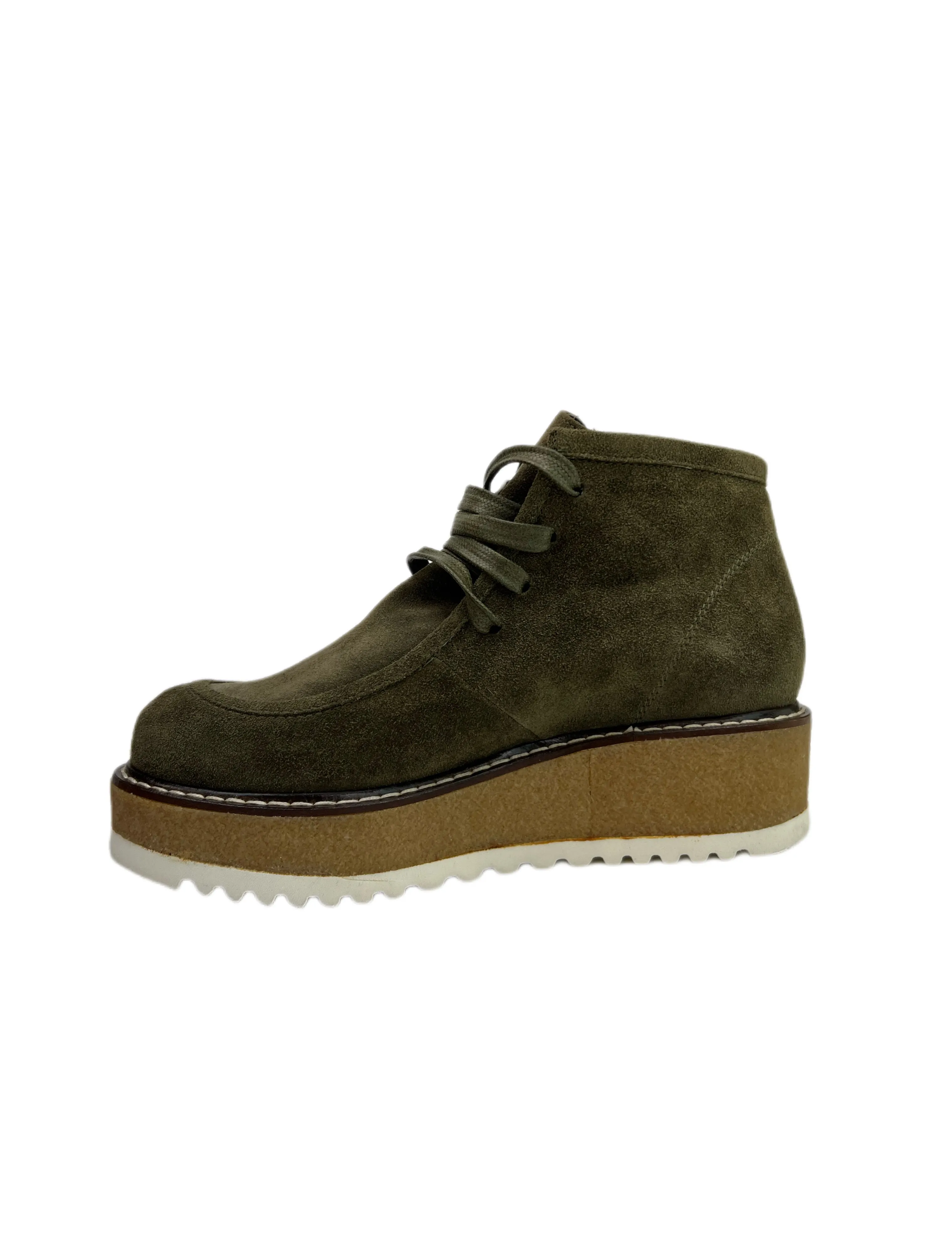 Max Mara Women's Kaki Libro Suede Lace Up Combat Ankle Boots NWB