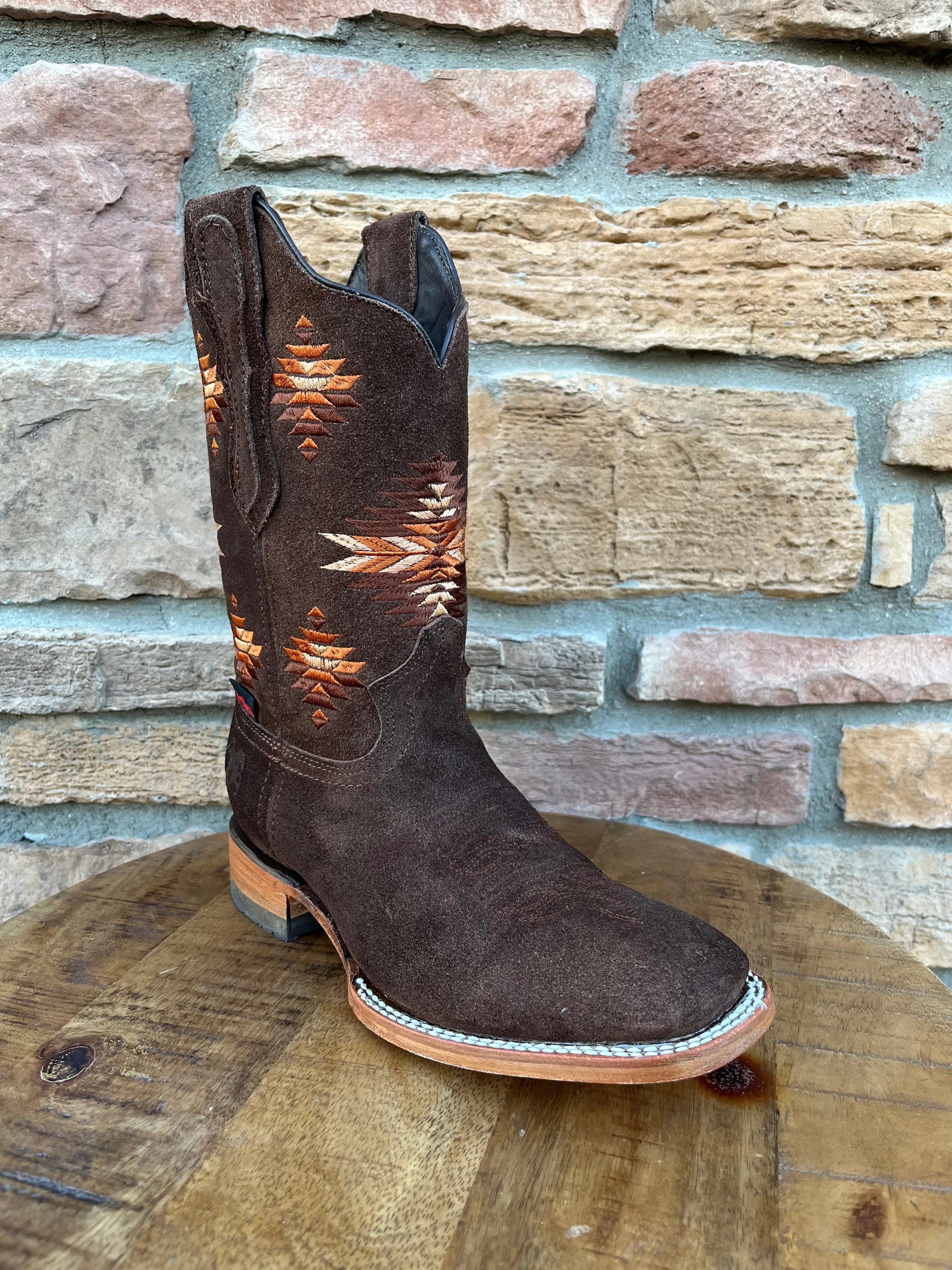 Men’s Artillero Brown Suede Wide Square Toe Boots
