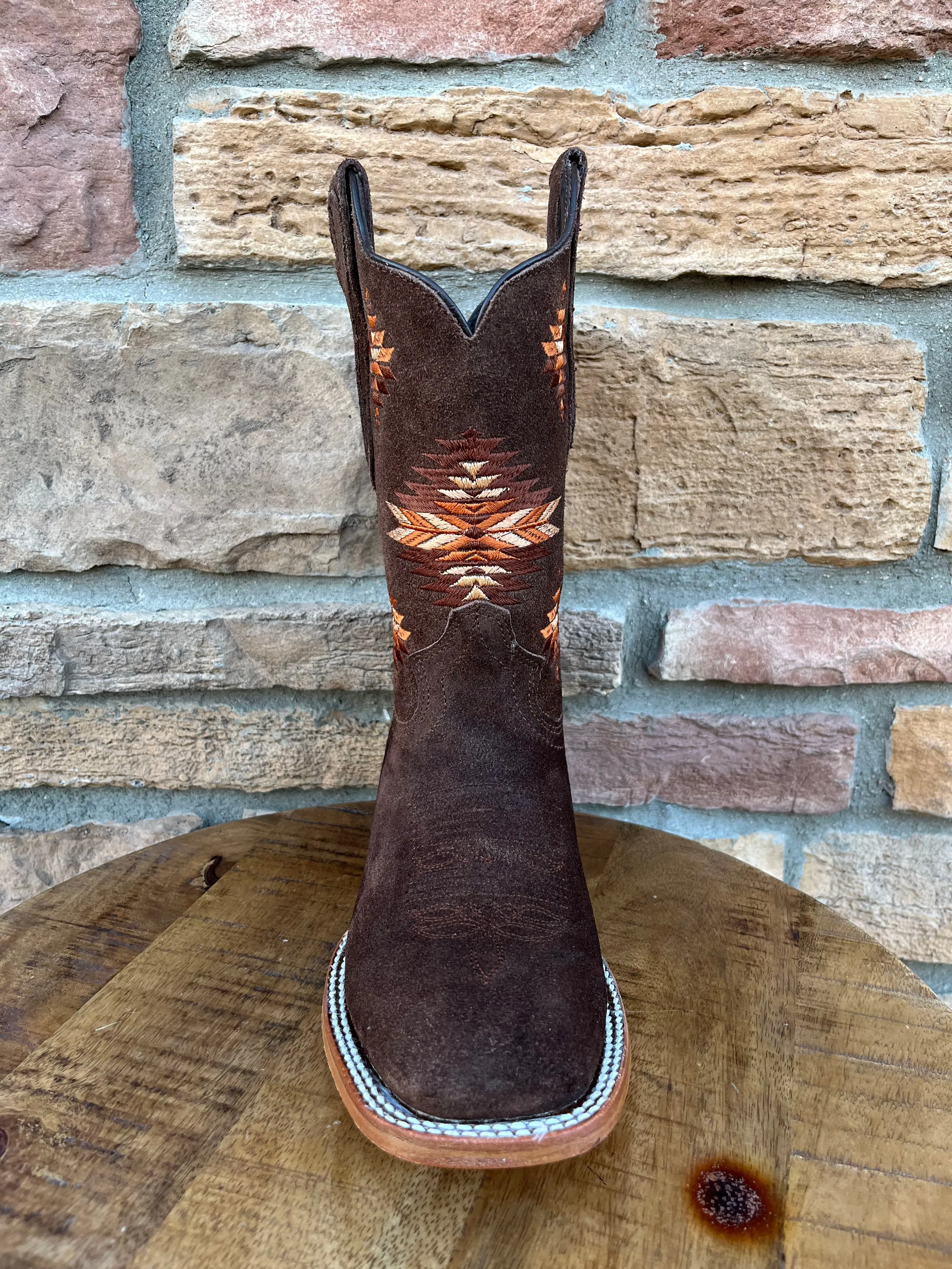 Men’s Artillero Brown Suede Wide Square Toe Boots